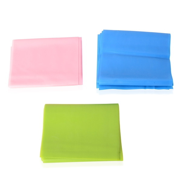 3 Piece Set - Pink, Blue and Green Resistance Elastic Band (Size 180 Cm)
