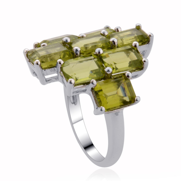 Hebei Peridot (Oct) Ring in Platinum Overlay Sterling Silver 10.000 Ct.