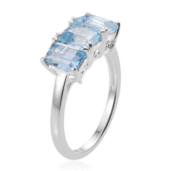 Sky Blue Topaz (Oct) Trilogy Ring in Sterling Silver 3.750 Ct.