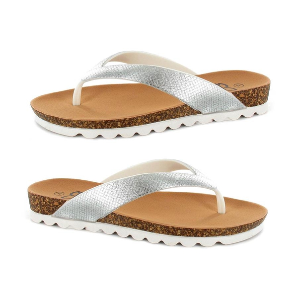 Ella Carly Sparkly Toe Post Sandals (Size 5) - Silver