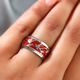 Enamelled Ring in Silver Tone