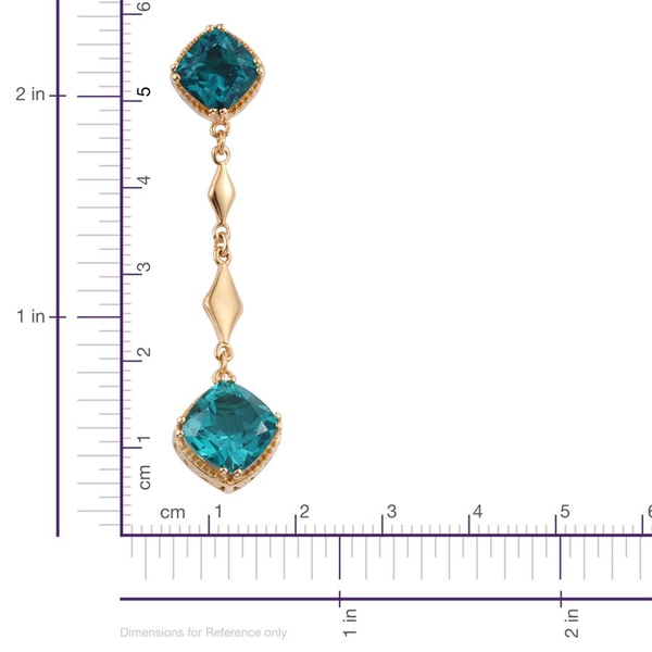 Capri Blue Quartz (Cush) Earrings (with Push Back) in 14K Gold Overlay Sterling Silver 12.500 Ct.