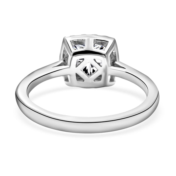 Moissanite Ring in Rhodium Overlay Sterling Silver 1.20 Ct.