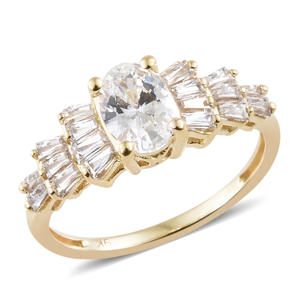 Lustro Stella Made with Finest CZ Ballerina Ring in 9K Yellow Gold