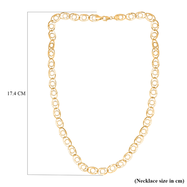 14K Gold Overlay Sterling Silver Link Necklace (Size - 20) with Lobster Clasp, Silver Wt. 21.00 Gms