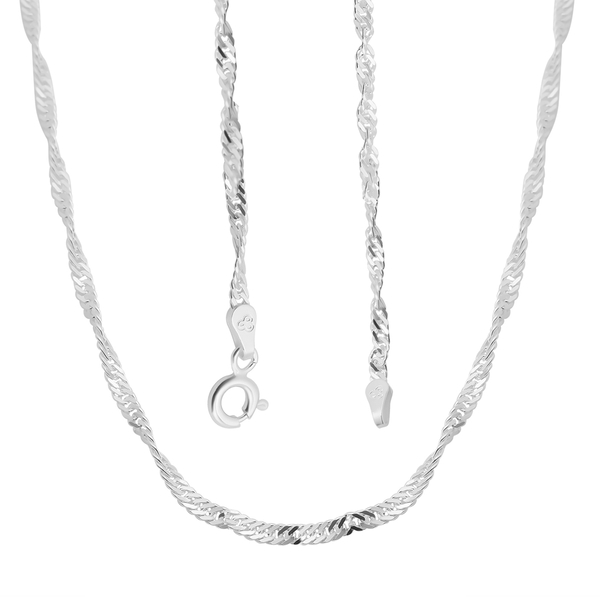 Sterling Silver Twisted Curb Chain With Spring Ring Clasp (Size 24)