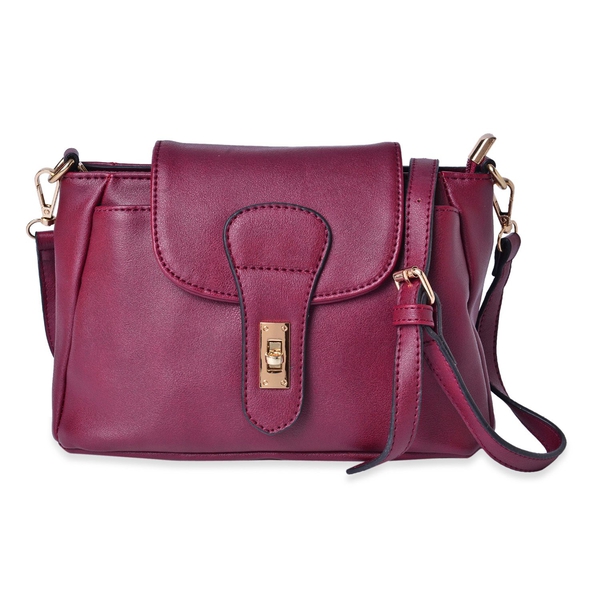 Kingston Burgundy Colour Crossbody Bag with Adjustable and Removable Shoulder Strap (Size 24x18x11 C