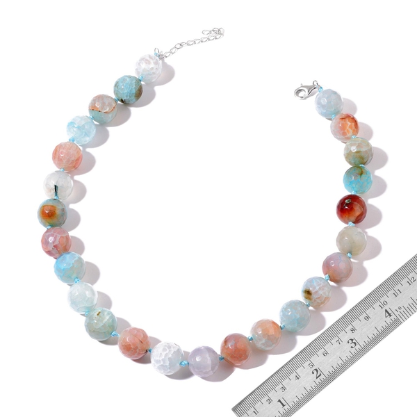 Multi Agate Enhanced Necklace (Size 18) in Rhodium Plated Sterling Silver 650.000 Ct.