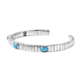 GP Tubogas Collection- Arizon Sleeping Beauty Turquoise and Blue Sapphire Bangle (Size 7.5) in Rhodium Overlay Sterling Silver 2.09 Ct, Silver wt. 33.33 Gms