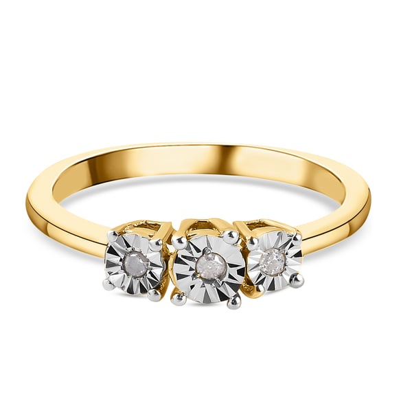 Diamond Trilogy Ring in 14K Gold Over Sterling Silver