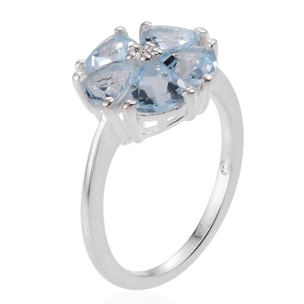 Sky Blue Topaz (Trl), Diamond Ring in Sterling Silver 2.510 Ct.