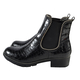 Faux Leather Croc Patterned Gusset Boots - Black