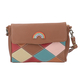 100% Genuine Leather Crossbody Bag with Flap (Size 23x5x18cm) - Tan and Multi Colour