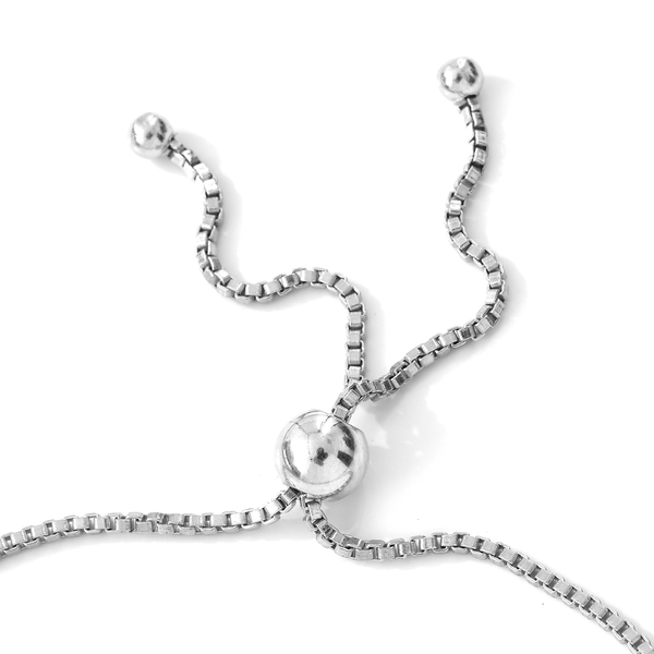 Diamond (Rnd) Mariner Link Bracelet (Size 6.5 to 10 Adjustable) in Platinum Overlay Sterling Silver 1.000 Ct.