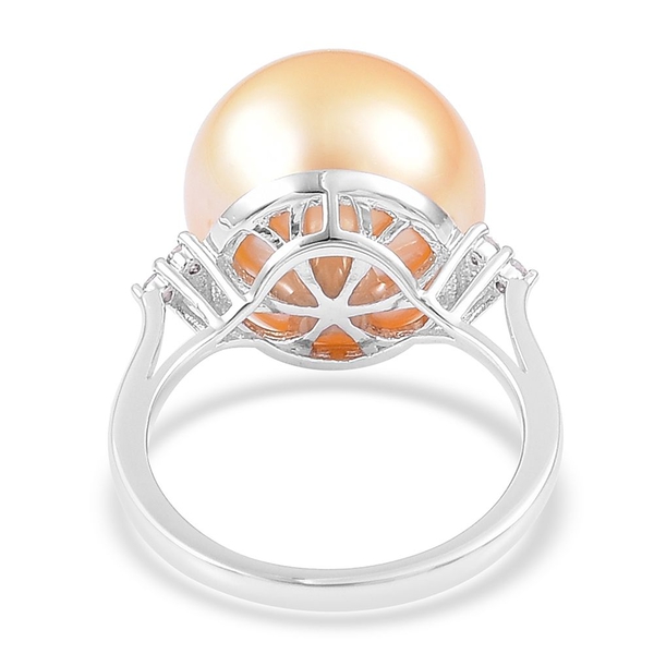 RHAPSODY 950 Platinum AAAA South Sea Golden Pearl (Rnd), Diamond (VVS-VS-E-F) Ring