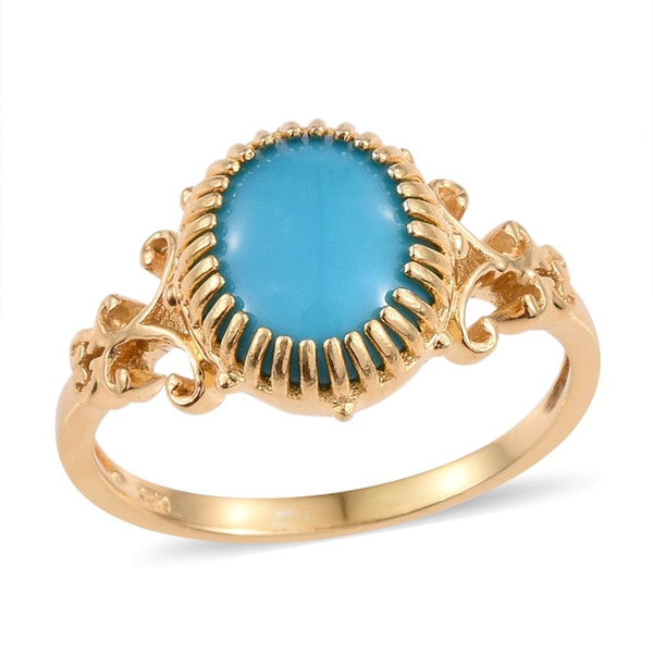 Arizona Sleeping Beauty Turquoise (Ovl) Solitaire Ring in 14K Gold Overlay Sterling Silver 2.750 Ct.