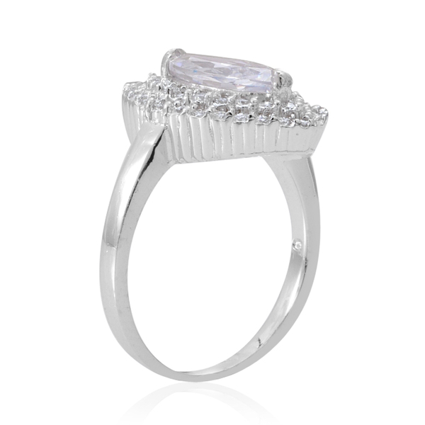 AAA Simulated White Diamond (Mrq) Ring in Sterling Silver