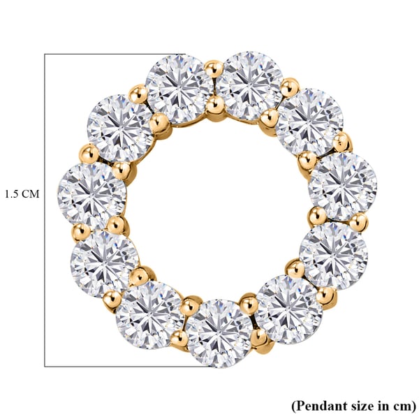 Moissanite Circle Pendant in Vermeil Yellow Gold Overlay Sterling Silver 1.81 Ct.