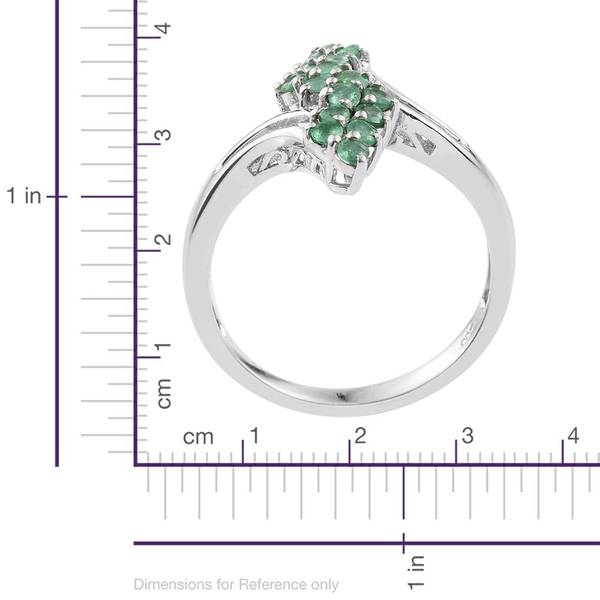 Kagem Zambian Emerald (Rnd) Crossover Ring in Platinum Overlay Sterling Silver 0.750 Ct.