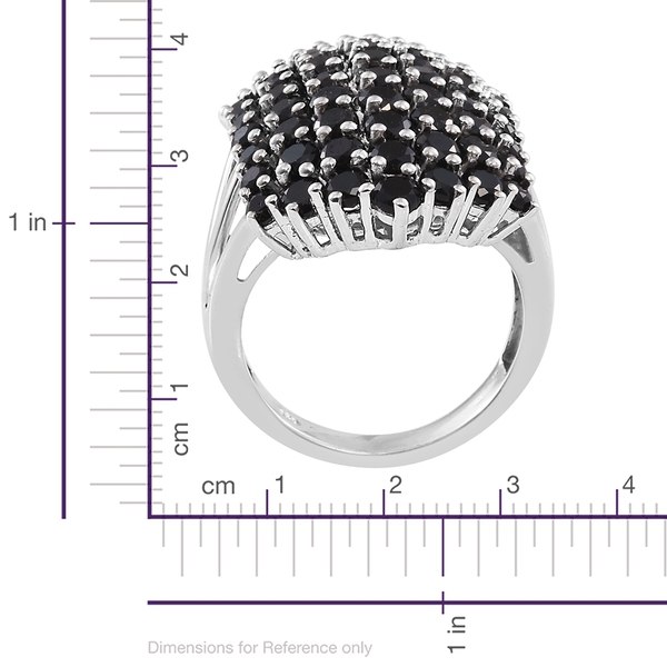 Boi Ploi Black Spinel (Rnd) Cluster Ring in Platinum Overlay Sterling Silver 8.000 Ct. Silver wt. 8.10 Gms.