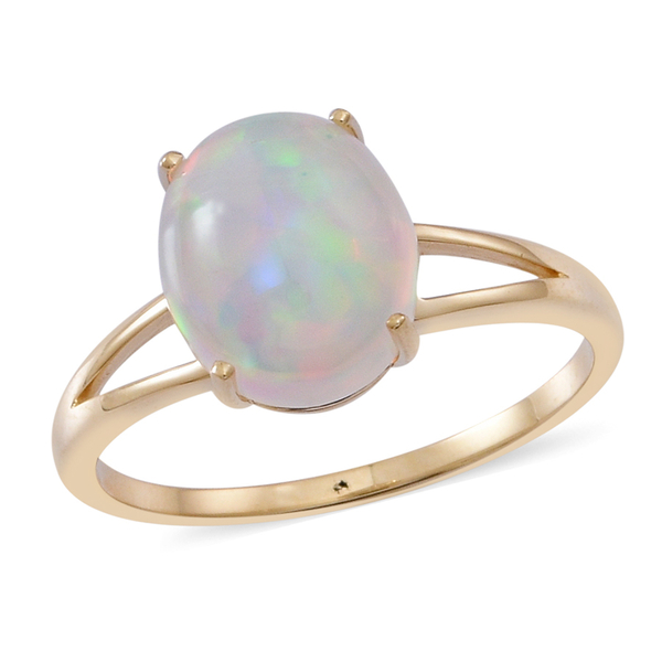 9K Y Gold AAA Ethiopian Welo Opal (Ovl) Solitaire Ring 3.500 Ct.