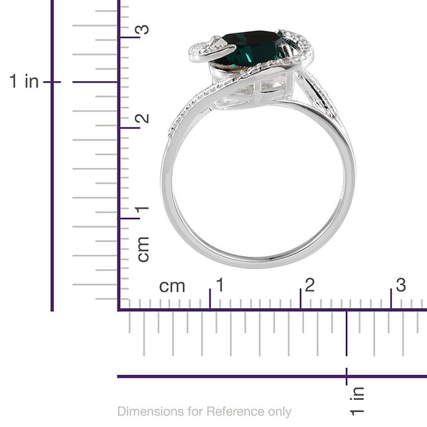 - Emerald Colour Crystal (Ovl 2.50 Ct), Diamond Ring in Sterling Silver 2.510 Ct.