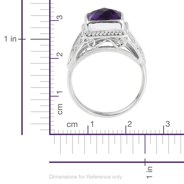Amethyst (Cush) Solitaire Ring in Sterling Silver 3.390 Ct.