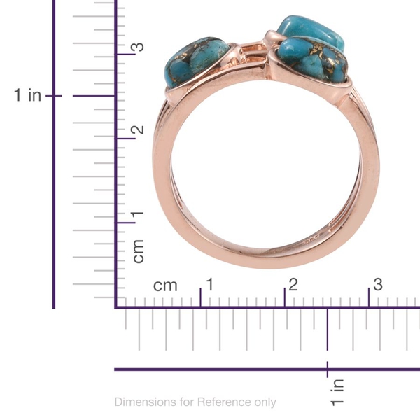 Mojave Blue Turquoise (Ovl) Trilogy Ring in Rose Gold Overlay Sterling Silver 2.250 Ct.