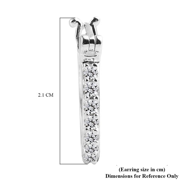 Simulated Diamond Hoop Earrings (with Clasp) in Sterling Silver