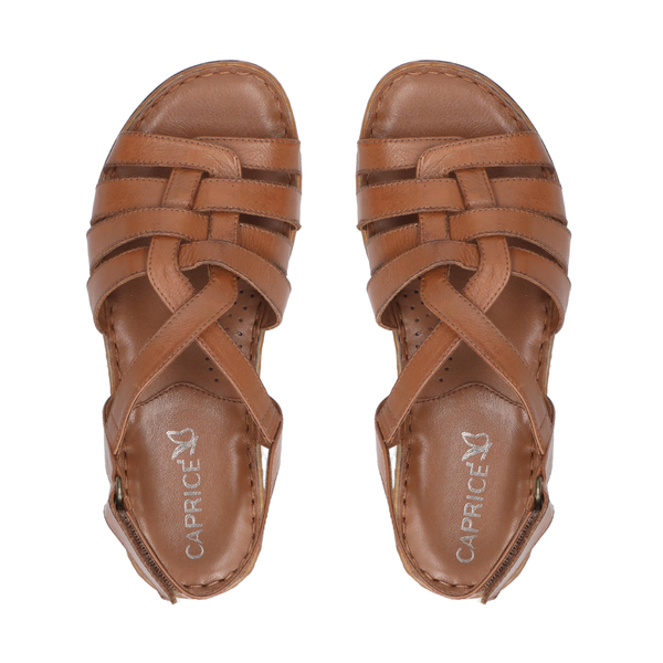 CAPRICE Leather Flat Sandal (Size 5) - Nut