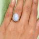 Blue Lace Agate Solitaire Ring in Vermeil Yellow Gold Overlay Sterling Silver 6.93 Ct.