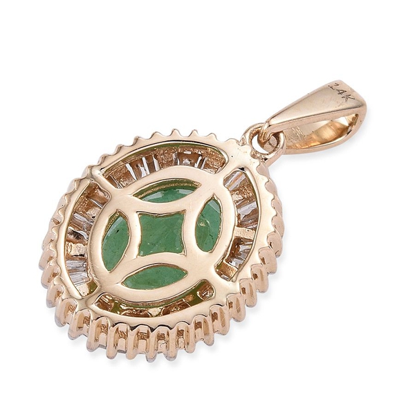 14K Y Gold AAA Boyaca Colombian Emerald (Ovl 1.85 Ct), Diamond Pendant 2.250 Ct.