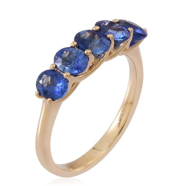 ILIANA 18K Y Gold AAAA Very Rare Ceylon Sapphire (Ovl) 5 Stone Ring 2.500 Ct.