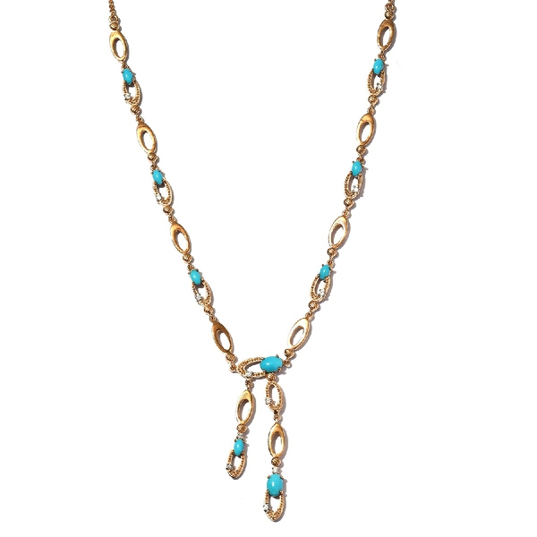 Designer Inspired- Arizona Sleeping Beauty Turquoise and Natural Cambodian Zircon Necklace (Size 18)