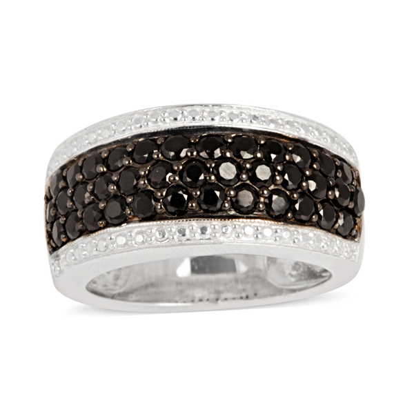 Boi Ploi Black Spinel (Rnd) Ring in Rhodium Plated Sterling Silver 2.000 Ct.