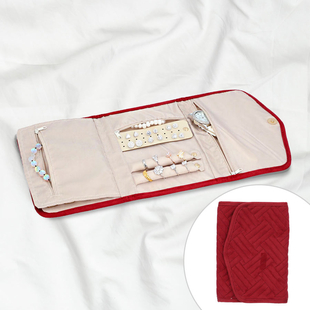 Jewellery Roll Organiser Magnetic Snap Closure Handbag (Size: 16x20.3x2.5Cm) - Burgundy