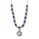 Lustro Stella White Crystal and Sapphire Colour Crystal Necklace (Size 18) in Silver Tone