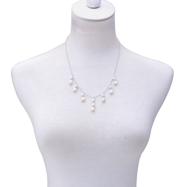 Fresh Water White Pearl Necklace (Size 20) in Sterling Silver