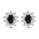 Natural Monte Belo Indicolite and Natural Cambodian Zircon Stud Earrings (with Push Back) in Platinu