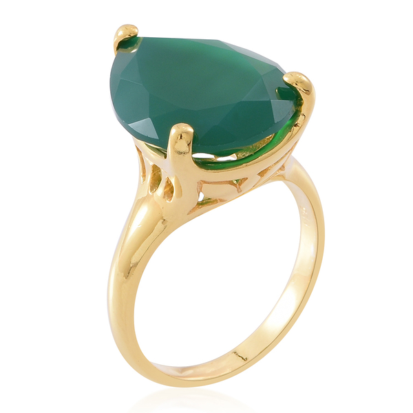 Verde Onyx (Pear) Ring in 14K Gold Overlay Sterling Silver 11.250 Ct.