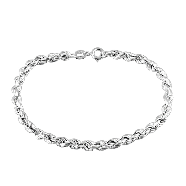 Sterling Silver Rope Chain Bracelet (Size 7) with Spring Ring Clasp