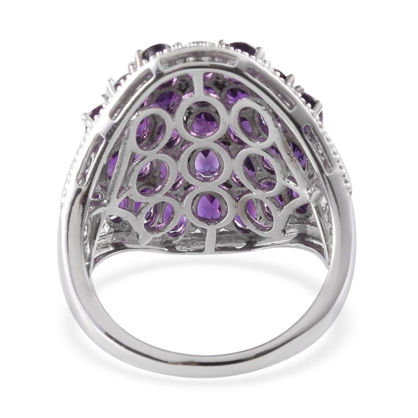 Amethyst (Ovl) Cluster Ring in Platinum Overlay Sterling Silver 7.750 Ct.