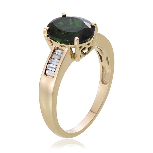 9K Y Gold Chrome Diopside (Ovl 3.25 Ct), Diamond Ring 3.500 Ct.