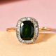 Chrome Diopside and Diamond Halo Ring in Gold Overlay Sterling Silver 1.73 Ct.