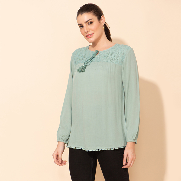 TAMSY 100% Viscose Plain Top (Size 22) - Olive Green