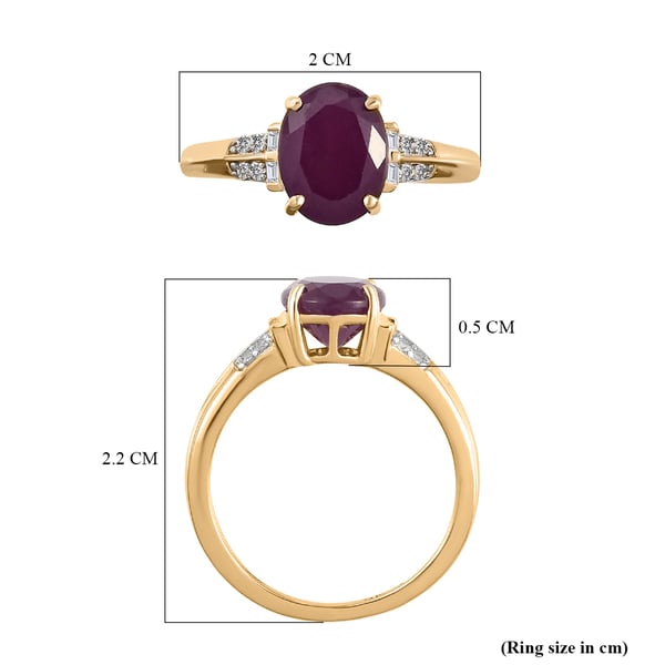 9K Yellow Gold Natural  Moroccan Ruby and Diamond Ring 2.64 Ct.