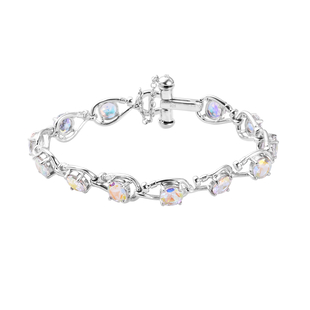 Mercury Mystic Topaz and Diamond Bracelet (Size 7) in Platinum Overlay Sterling Silver 11.51 Ct, Sil