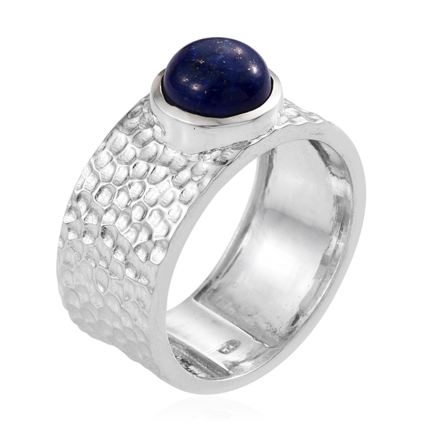 Lapis Lazuli (Rnd) Solitaire Ring in Platinum Overlay Sterling Silver 2.500 Ct.