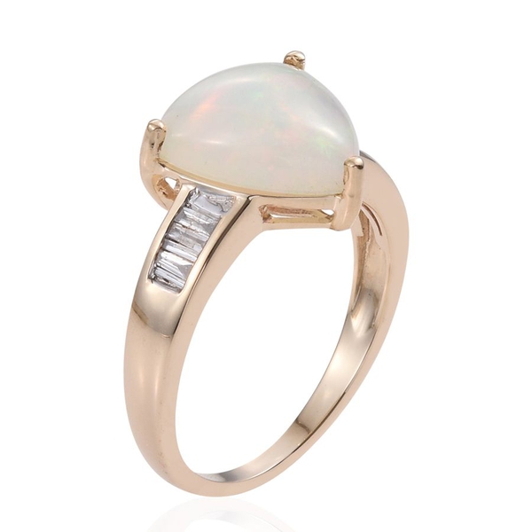 9K Y Gold Ethiopian Welo Opal (Trl 5.60 Ct), Diamond Ring 5.750 Ct.