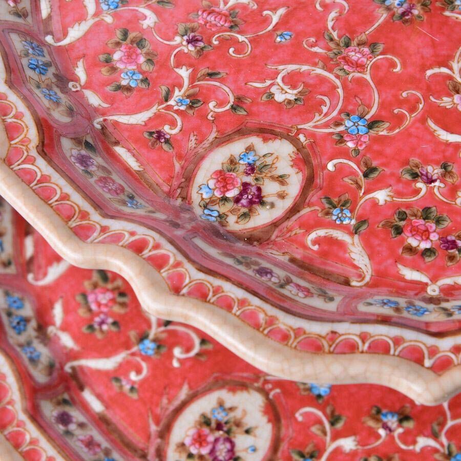 Hand Made Museum Collection - Bronze Stand with 3 Hand Painted Porcelain Plates (Size 43x13 Cm)